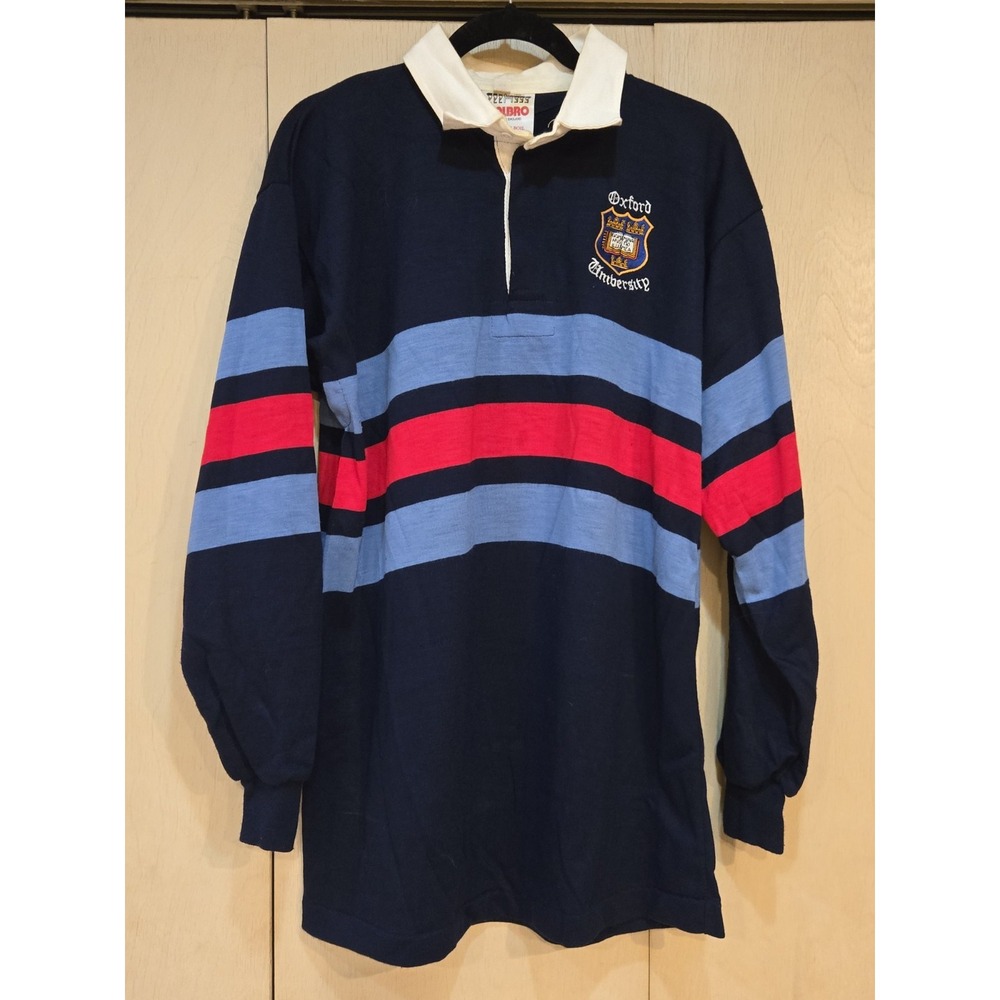 Vintage 80s Halbro Oxford University Rugby Shirt Mens L 44 England Striped